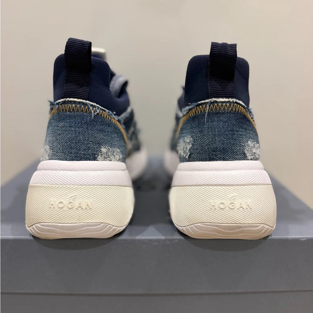 Hogan Frayed Denim Blue Sneakers size 38
